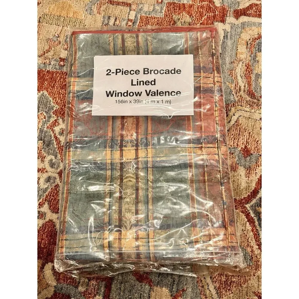 2 Brocade X Long 156 X 36 Door Window Hanging Valance Rare Earthy Tones Topper